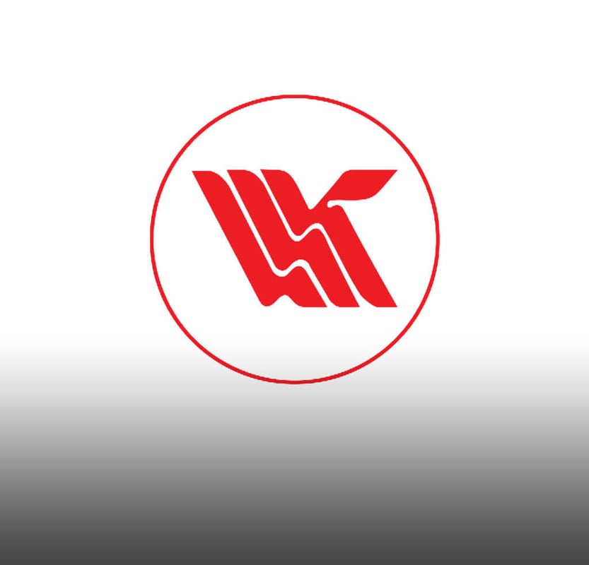 Circular Kallada Group brand logo with a stylised red K monogram on a white background